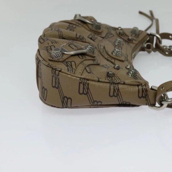 BALENCIAGA Chain Le Cagoule Mini Shoulder Bag Leather Beige Silver Auth bs27430 - Picture 4 of 16